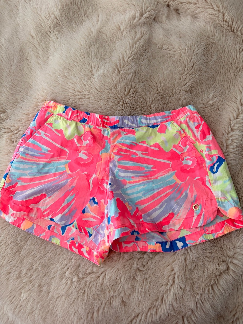 Lilly Pulitzer Neon Floral Print Shorts - Bright Pink